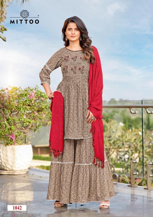 Mittoo Ceremony Wrinkle Printed Sharara Readymade Wear Collection